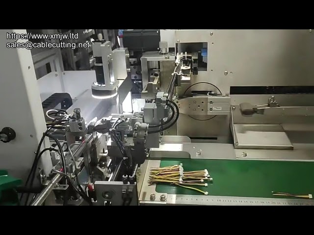 เครื่องคริมป์สายไฟอัตโนมัติแบบสองหัว พร้อมระบบเสียบขั้วต่อเทอร์มินอล | Full Automatic Double Ends Wire Crimping Machine