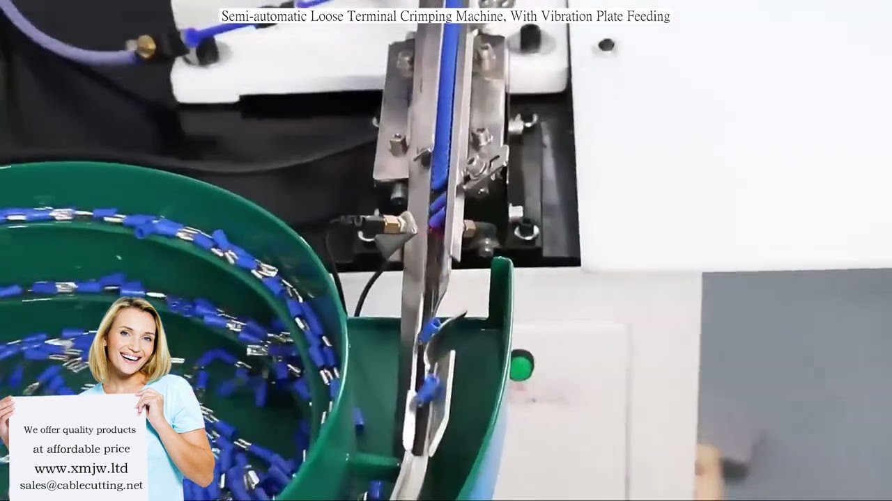 เครื่อง Crimping ขั้วต่อหลวมกึ่งอัตโนมัติ พร้อมระบบป้อนถาดสั่น